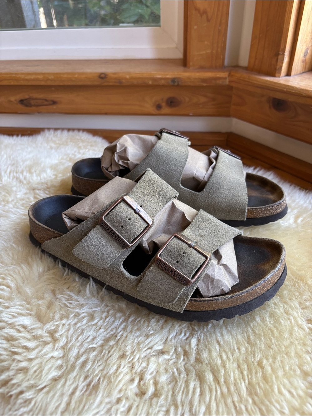 Fawn Suede Birkenstock Arizonas